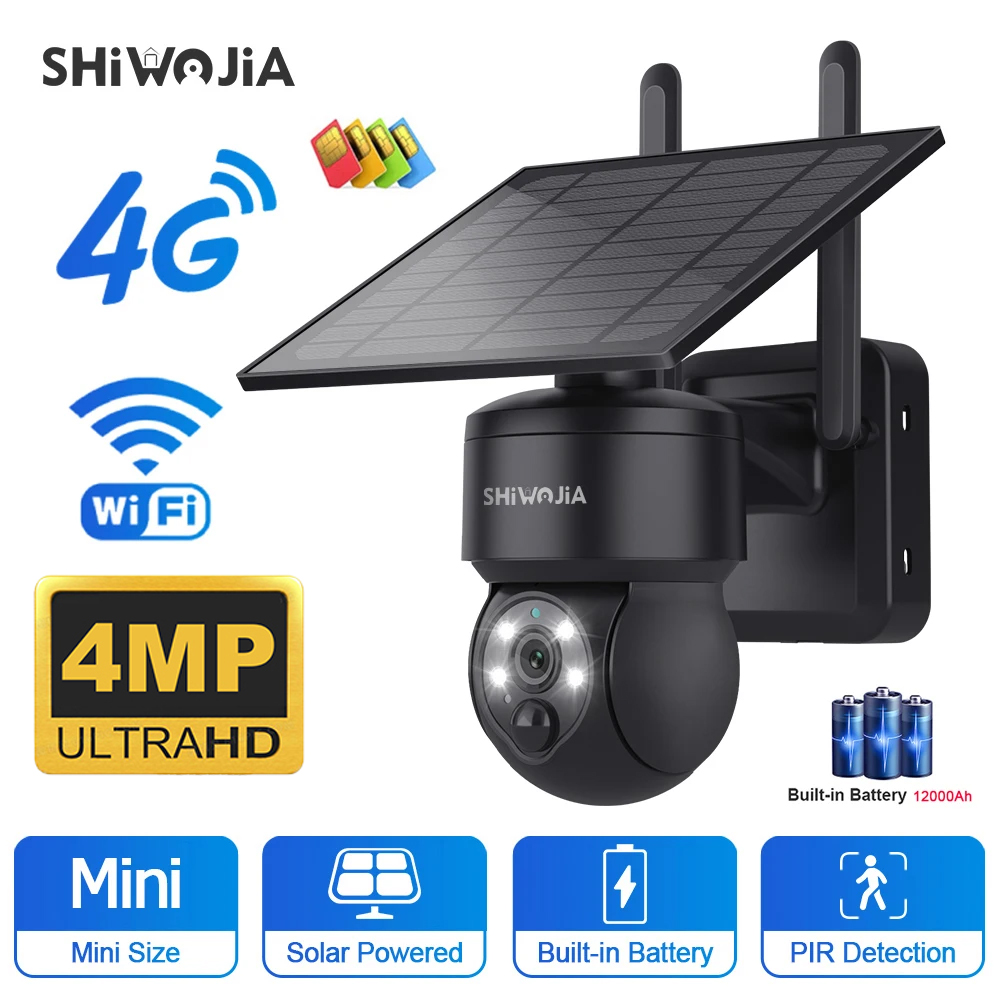 Outdoor Sport Camera - SHIWOJIA-Câmera Solar PTZ sem fio, WiFi,