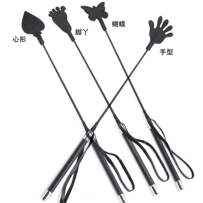 Riding Crop Dressage - Black Silicone Butterfly Shaped Long Straight