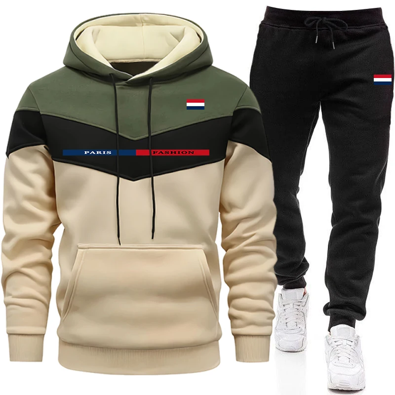 Outdoor Sports Outfit - Conjunto de Moletom Masculino Casual Esportivo
